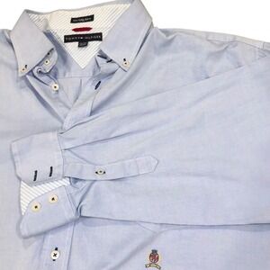 Vintage‎ Tommy Hilfiger Oxford Shirt XXL Blue Button Down Crest 2004 Y2K Preppy